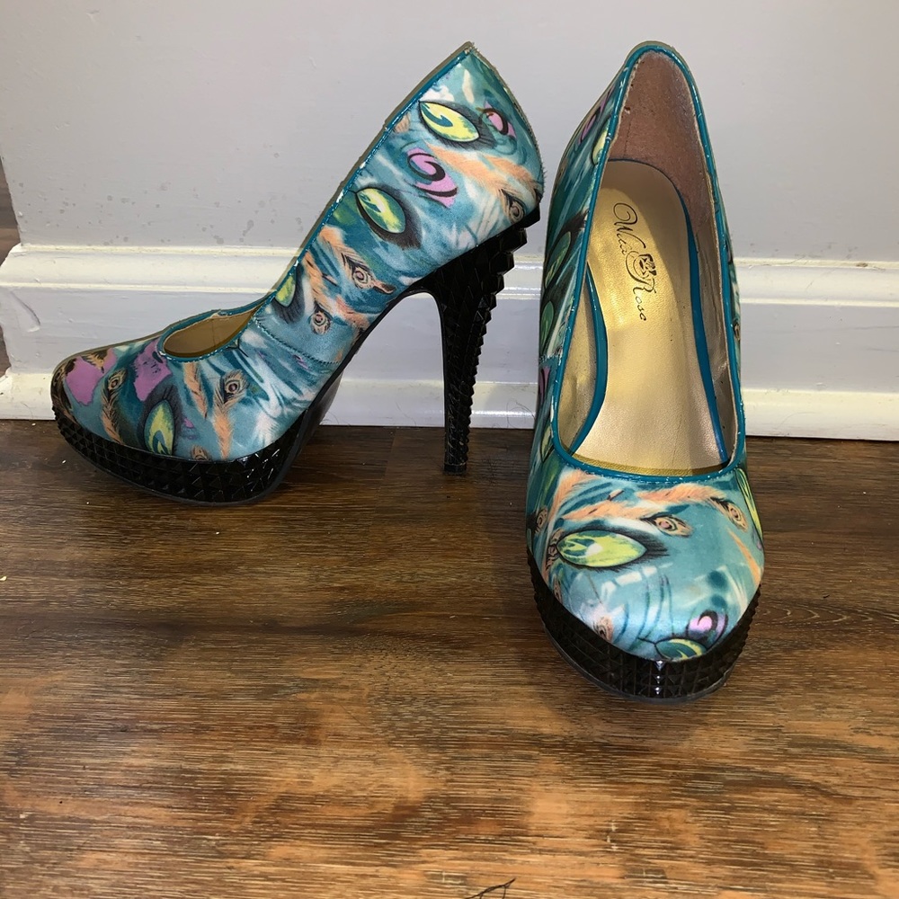 Peacock Print heels